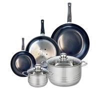 Ensemble de 3 Poêles de cuisson 20, 28 et 32 cm et 2 faitouts 14 et 24 cm Elo Prima Brillant