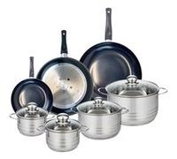 Ensemble de 3 Poêles de cuisson 20, 28 et 32 cm et 4 faitouts 14, 16, 20 et 24 cm Elo Prima Brillant Noir