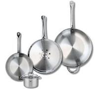 Ensemble de 3 Poêles de cuisson 24, 28 et 32 cm et 1 faitout 12 cm Elo Profi Citrin