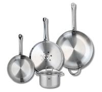 Ensemble de 3 Poêles de cuisson 24, 28 et 32 cm et 1 faitout 16 cm Elo Profi Citrin