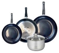 Ensemble de 3 Poêles de cuisson 24, 28 et 32 cm et 1 faitout 20 cm Elo Prima Brillant