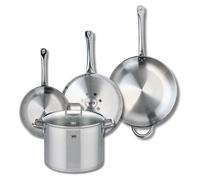 Ensemble de 3 Poêles de cuisson 24, 28 et 32 cm et 1 faitout 26 cm Elo Profi Citrin