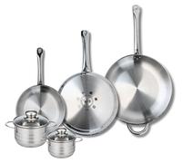 Ensemble de 3 Poêles de cuisson 24, 28 et 32 cm et 2 faitouts 12 et 14 cm Elo Profi Brillant