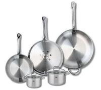Ensemble de 3 Poêles de cuisson 24, 28 et 32 cm et 2 faitouts 12 et 14 cm Elo Profi Citrin