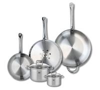 Ensemble de 3 Poêles de cuisson 24, 28 et 32 cm et 2 faitouts 12 et 16 cm Elo Profi Citrin