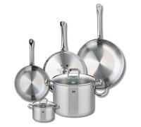 Ensemble de 3 Poêles de cuisson 24, 28 et 32 cm et 2 faitouts 14 et 26 cm Elo Profi Citrin