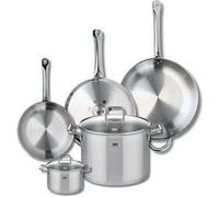 Ensemble de 3 Poêles de cuisson 24, 28 et 32 cm et 2 faitouts 14 et 26 cm Elo Profi Citrin Gris