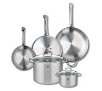 Ensemble de 3 Poêles de cuisson 24, 28 et 32 cm et 2 faitouts 16 et 26 cm Elo Profi Citrin