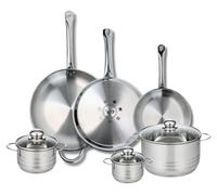Ensemble de 3 Poêles de cuisson 24, 28 et 32 cm et 3 faitouts 12, 14 et 20 cm Elo Profi Brillant