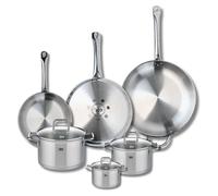 Ensemble de 3 Poêles de cuisson 24, 28 et 32 cm et 3 faitouts 12, 16 et 20 cm Elo Profi Citrin