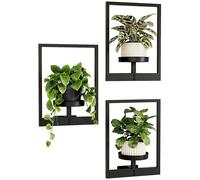 Ensemble de 3 pots muraux en métal noir, diamètre 15 cm