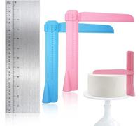 Ensemble de 3 raclettes à gâteau en acier inoxydable et en PP de la marque Unyqoos®, réglables, avec poignée antidérapante, et lavables au lave-vaisselle – pour des surfaces lisses en fondant et en cr