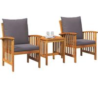 vidaXL Ensemble de salon de jardin 3 pièces – Bois d'acacia massif, avec coussins, huile naturelle