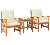 vidaXL Ensemble de canapé de jardin avec coussins 3 pcs huile naturelle bois massif acacia