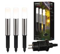 Ensemble de 3 spots encastrables au sol, LED, 12V, IP44, lumière blanc chaud, couleur argent