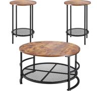 Ensemble de 3 tables basses rondes, table de salon industrielle de 80 cm avec 2 tables d'appoint, ensemble de tables basses et d'appoint faciles à assembler avec pieds métalliques, pour bureau, salon 