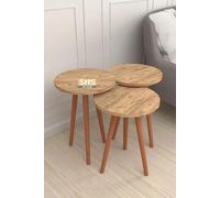 Ensemble de 3 tables d'appoint Bofigo en bois de pin, 35 x 35 cm