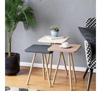 Ensemble de 3 tables d'appoint roses, rondes, 34 x 49 cm, anthracite, blanc, cappuccino