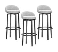 Ensemble de 3 tabourets de Bar pivotants Modernes en Velours, Dossier Bas de 65 cm, piètement Noir, pour Cuisine, îlot Central ou pub.