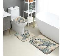 Ensemble de 3 tapis de bain à séchage rapide, motif tortue de mer, tapis de douche absorbant et antidérapant, lavable en flanelle pour salle de bain, décoration de salle de bain