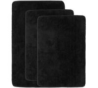 Ensemble de 3 tapis de bain pour salle de bain – Fil dense – Tapis de protection noir – 40 x 60 cm / 50 x 80 cm – Texture polie – Polyester résistant – Doux et agréable