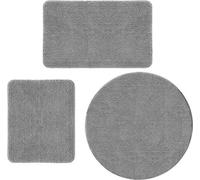 Ensemble de 3 tapis de sol Famanu, antidérapants, en microfibre, de 80 cm de diamètre, de couleur anthracite