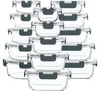 Ensemble de 30 articles conservation, boîtes alimentaires en verre avec couvercles à verrouillage rapide, conteneurs hermétiques pour la préparation des repas, passent au micro-ondes, four