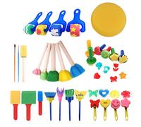 Ensemble de 30 pinceaux de peinture pour enfants, kit de pinceaux de peinture en éponge amusant pour l'apprentissage précoce des