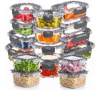 Ensemble de 32 pièces de conservation des aliments en verre (16 bols en verre + 16 couvercles) avec couvercles à pression améliorés - boîte à lunch hermétique, convient au micro-ondes/four/réfrigérate