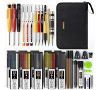 Ensemble de 34 crayons de menuiserie comprenant un taille-crayon, des crayons mécaniques et des accessoires