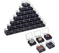 Ensemble de 36 boîtes de rangement transparentes Unyqoos®, avec insert en mousse, en plastique, dimensions : 2,8 x 2,8 x 2 cm – idéales pour les bijoux, les insignes, les médailles