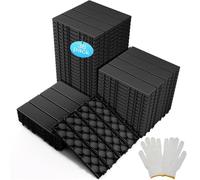 Ensemble de 36 dalles de terrasse, dimensions 30x30 cm, en plastique, de couleur gris foncé