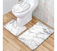 Ensemble de 3pcs Tapis de bain - Tapis de salle de bain antidérapant Tapis de bain - Tapis de piédestal en U - VIPITH-blanc