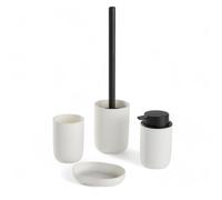 Set 4 Access, SDB, Gobelet, Distributeur Savon, Brosse WC White, 12,7x7,3 cm