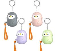 Ensemble de 4 alarmes personnelles d'urgence Unyqoos® de 130 dB avec lumière LED et porte-clés – en forme de pingouin, en ABS robuste, pour une utilisation en déplacement (femmes, enfants, personnes â