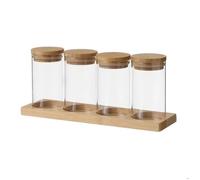 Ensemble de 4 bocaux de cuisine sur un socle en bambou