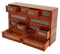 Ensemble de 4 boîtes de rangement en bois pour bureau, empilables, avec 12 tiroirs