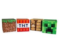 Ensemble de 4 boîtes de rangement Minecraft, 25,4 cm, motifs : Creeper, TNT, herbe, établi