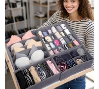 Ensemble de 4 boîtes de rangement pliables en tissu - organisateur de sous-vêtements à grille multiple pour tiroir, armoire et placard | Bacs à commode polyvalents pour vêtements de bébé, soutiens-gor