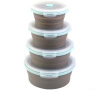 Ensemble De 4 Bols Pour En Silicone Pliables Pour Lunch Box Ensemble | Contenant Alimentaire Micro-ondable Étanche Avec Couvercle, Bol Collapsible Portable Pour Et Extérieur