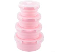 Ensemble De 4 Bols Pour En Silicone Pliables Pour Lunch Box Ensemble | Contenant Alimentaire Micro-ondable Étanche Avec Couvercle, Bol Collapsible Portable Pour Et Extérieur