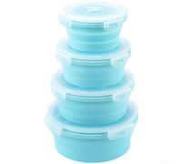 Ensemble De 4 Bols Pour En Silicone Pliables Pour Lunch Box Ensemble | Contenant Alimentaire Micro-ondable Étanche Avec Couvercle, Bol Collapsible Portable Pour Et Extérieur