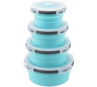 Ensemble De 4 Bols Pour En Silicone Pliables Pour Lunch Box Ensemble | Contenant Alimentaire Micro-ondable Étanche Avec Couvercle, Bol Collapsible Portable Pour Et Extérieur