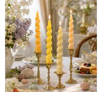 Ensemble de 4 bougies d'aromathérapie en cire de soja en forme de bâtonnet long spiralé à dégradé jaune, bougie conique sans fumée noire, brûle pendant 4 à 8 heures, ensemble de bougies roses pour la