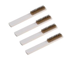 Ensemble de 4 Brosses en Laiton Avec Manche Bois, 2.5x20.5 cm, Adaptées à L'élimination La Rouille, Au Polissage, à L'élimination Des Taches Portes et Fenêtres de Peinture