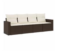 ensemble de 4 canapés de jardin avec coussins Marron Poly Rattan