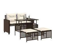 vidaXL Ensemble de salon de jardin 4 pièces avec coussins marron poly rotin verre