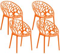 Lot de 4 chaise GENERIQUE exterieur empilable non pliable en polypropylene H. 80 cm orange