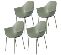 Ensemble de 4 chaises de jardin Outsunny, chaises de terrasse avec dossier et accoudoirs, couleur verte