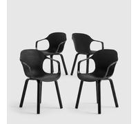 Lot de 4 chaises de salle à manger au design contemporain courtes - Noir